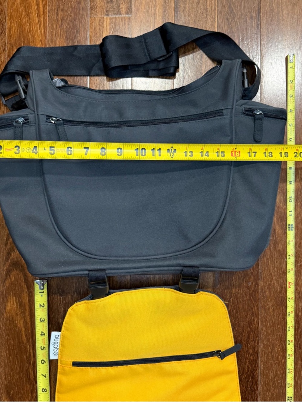 NWOT Bugaboo Black & Yellow Diaper Bag W/Removable Changing Pad - Picture 10 of 16